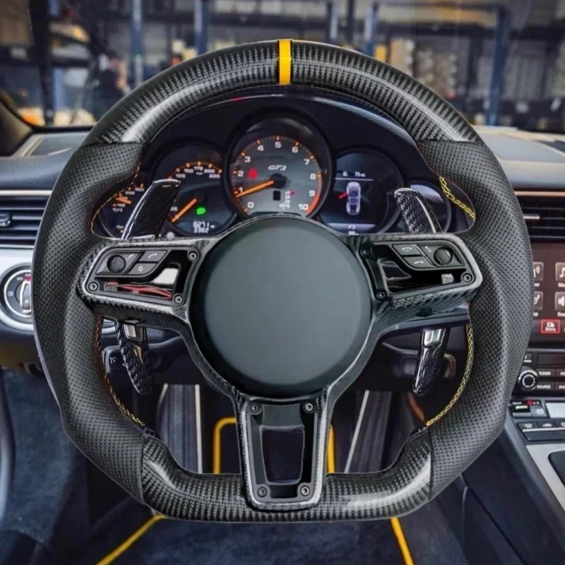 

Car Steering Wheel Carbon Fiber leather For Porsche 718 911 918 Panamera Macan2014~2020 Cayenne Cayman 2015~2020 Car Accessories