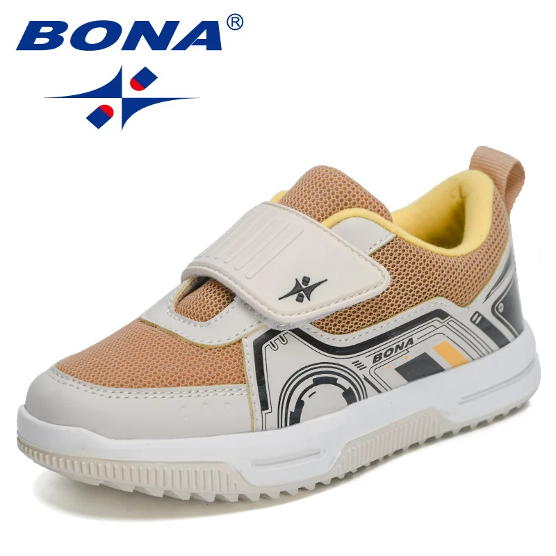 BONA 2023 New Designers Running Shoes Fashion Classic Sneakers Children School Sport Footwear Comfy Kids Breathable