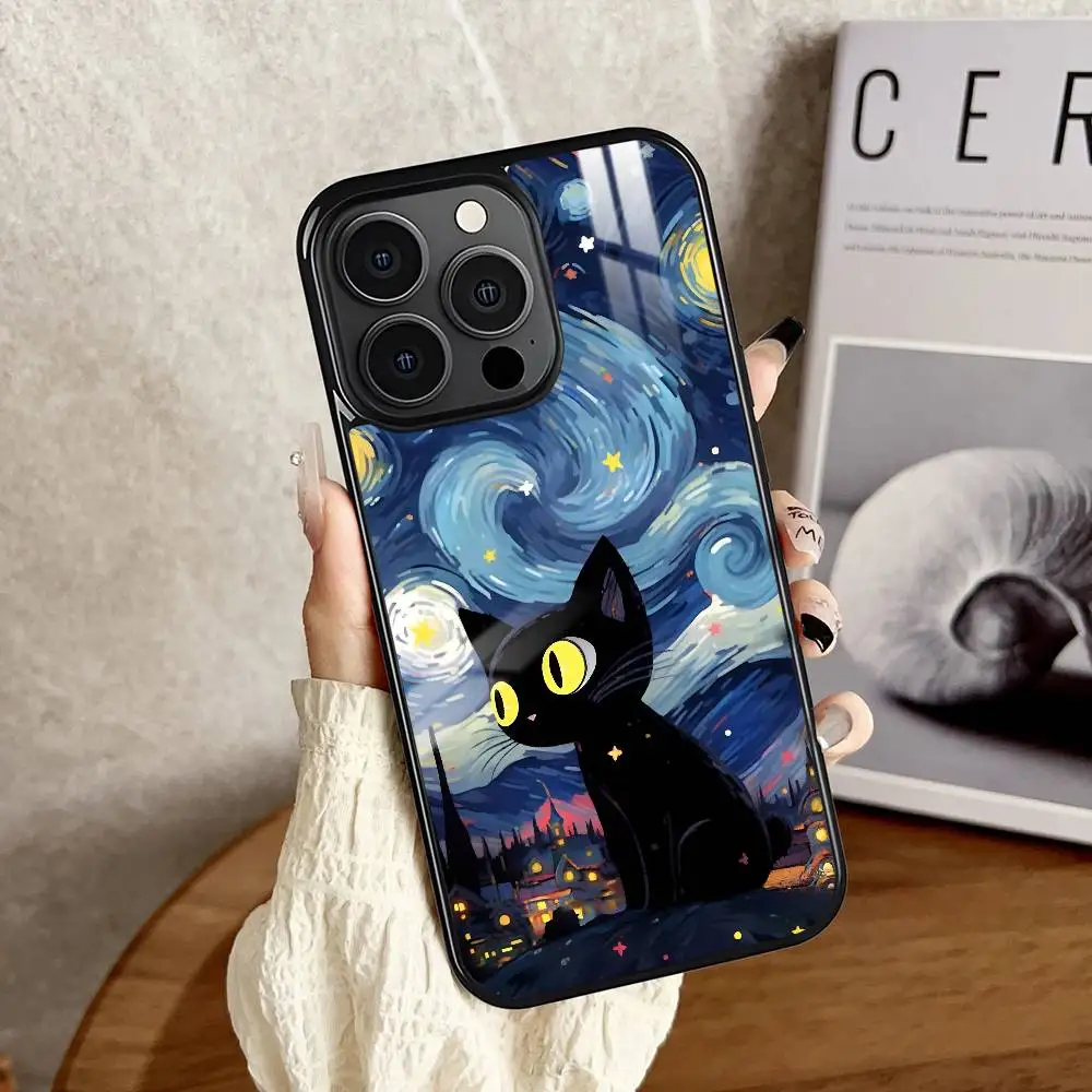 حافظة لهاتف آيفون 16 15 14 13 12 11 Pro Max Plus غطاء شحن لاسلكي صغير مغناطيسي Magsafe من Art Van G-Gogh