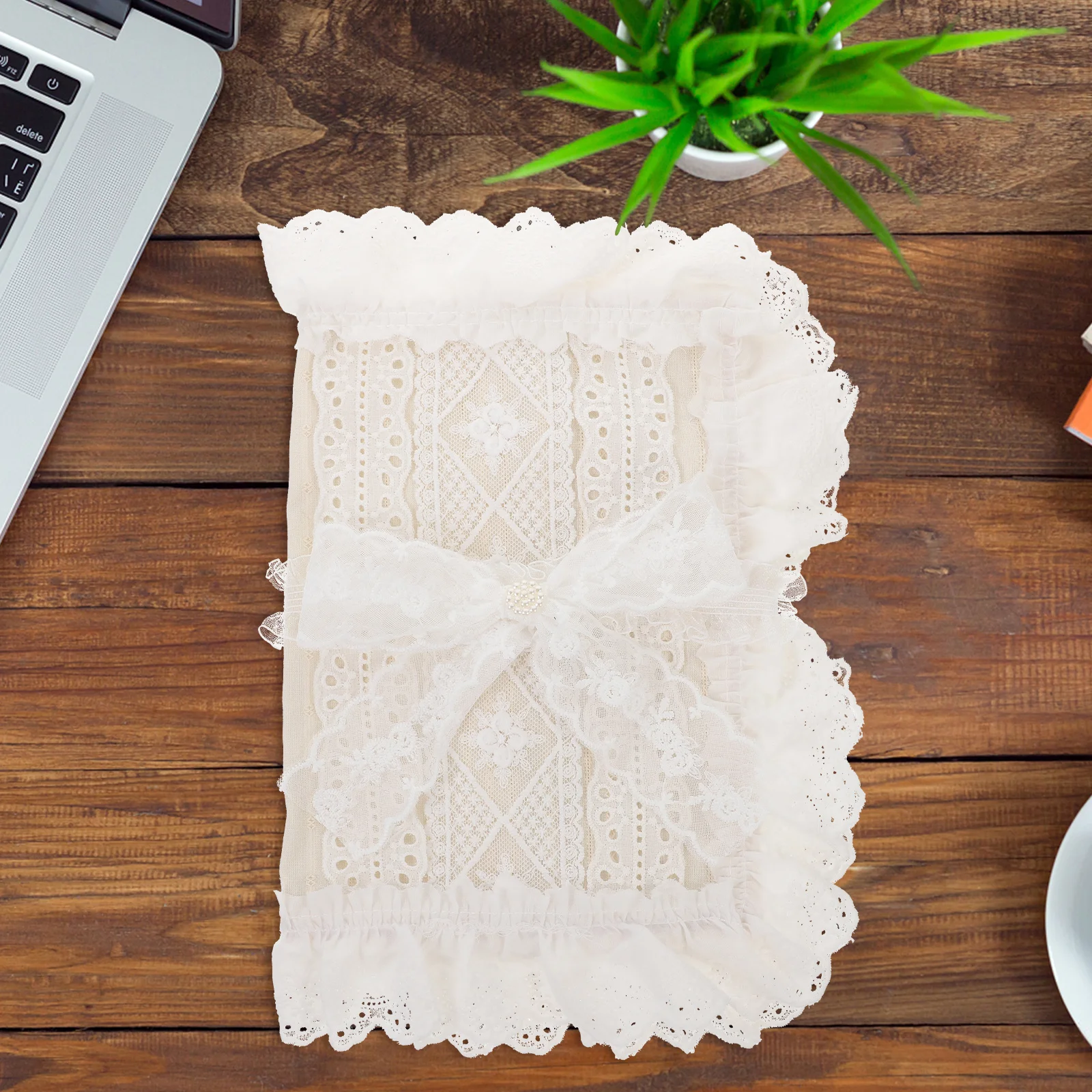 Lace Trim Cloth Book Cover A5 Lightweight Protective Sleeve Book Protector for Hardcover Books Stylish Decor
