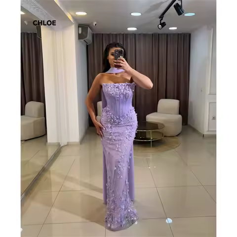 Custom Made Luxurious Women's Evening Dresses 2025 Luxury Women Evening Dress Mermaid Off-shoulder Sleeveless Long Prom Dresses