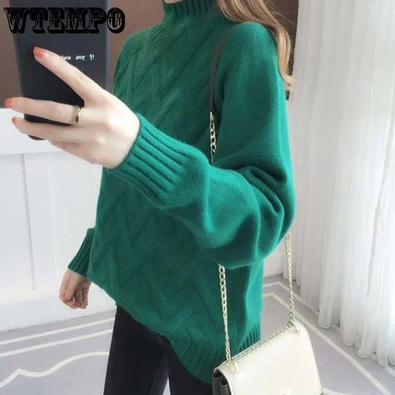 Pullover Turtleneck Ribbed Knitted Sweater Autumn Winter Clothes Women Long Sleeve Slim Basic Woman Sweaters Tops