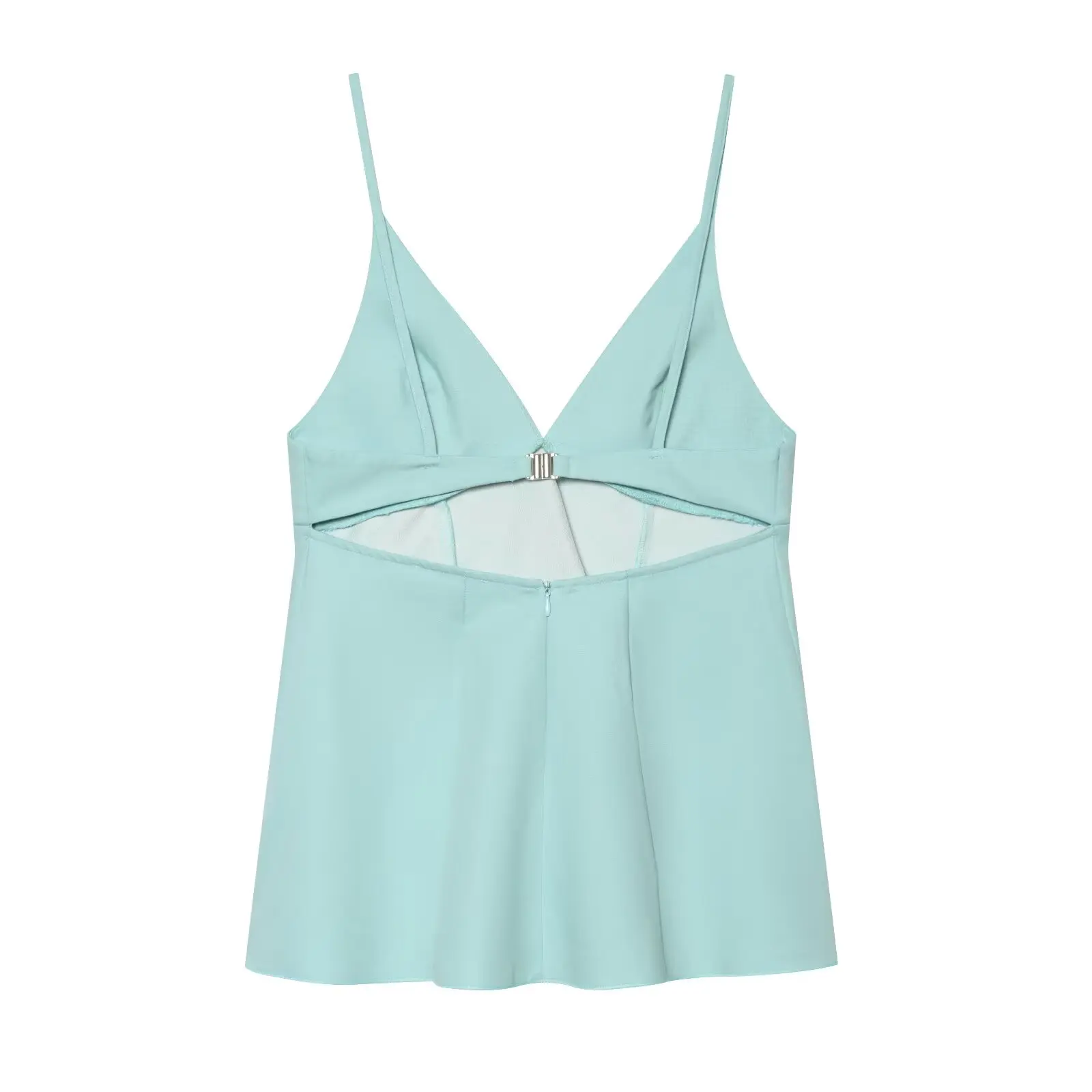BSAY 2026 Summer New Arrival Women's Mint Green Deep V-Neck Casual A-Line Tank Top Metal Buckle Sexy Backless Camisole - view 2