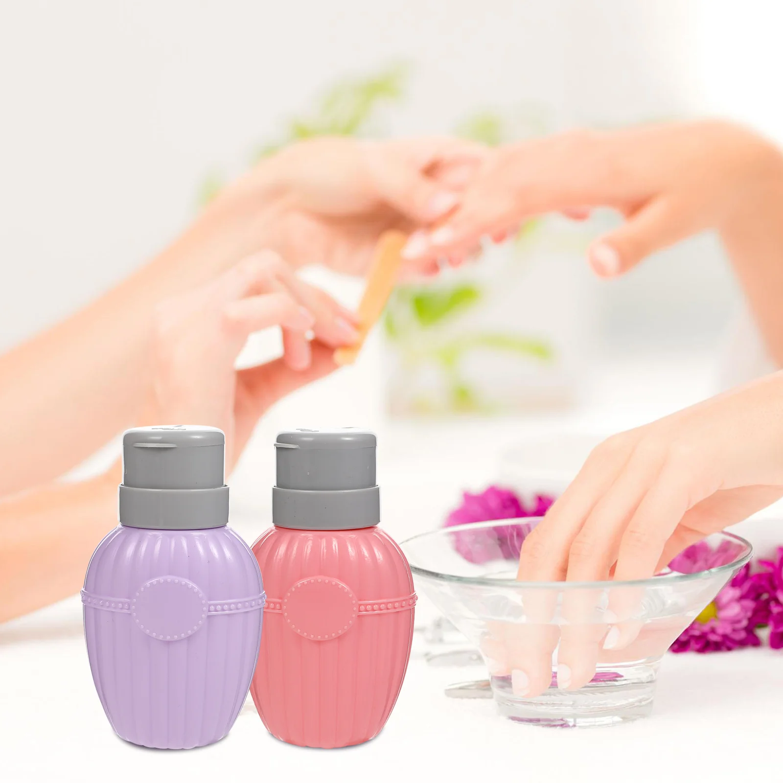 3 قطعة زجاجات مزيل طلاء الأظافر المحمولة خفيفة الوزن مضخة الضغط موزع مانعة للتسرب تصميم رائع هدية السائل