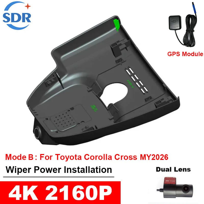 4K HD Plug and play WIfi Car DVR OEM Looks For Toyota Corolla Cross 2023 2024 2025 2026 Dash Camera With GPS Tracks &APP Control