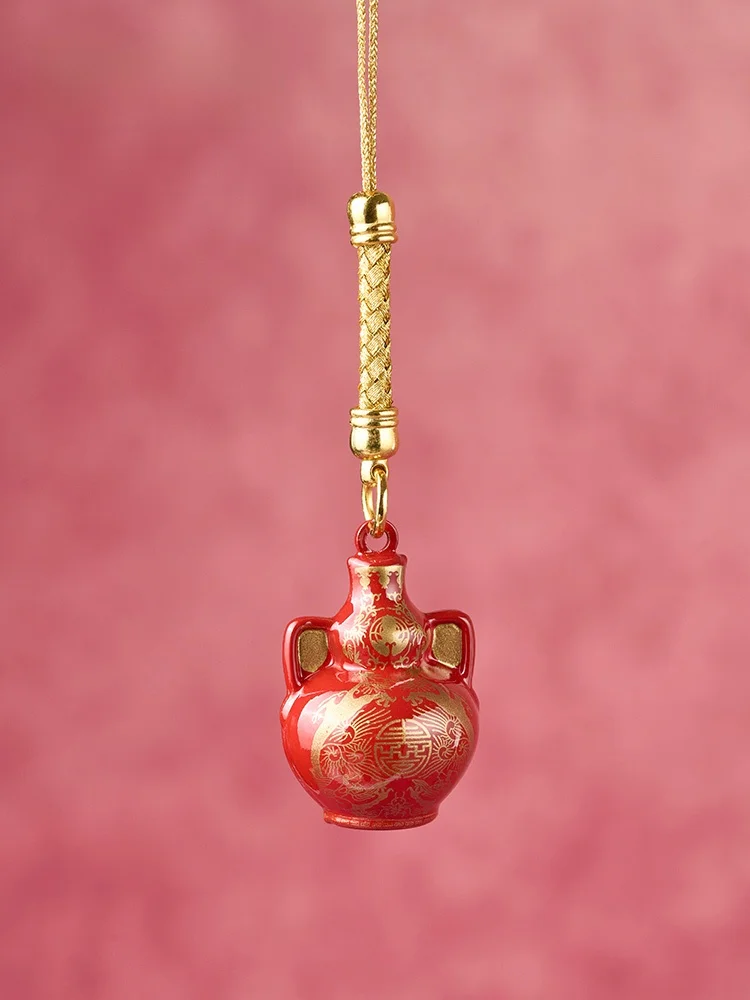 Traditional Chinese Style Museum Lucky Wealth Attracting Water Sound Bell Ornament Creative Decorative Gift Red Color Metal C...