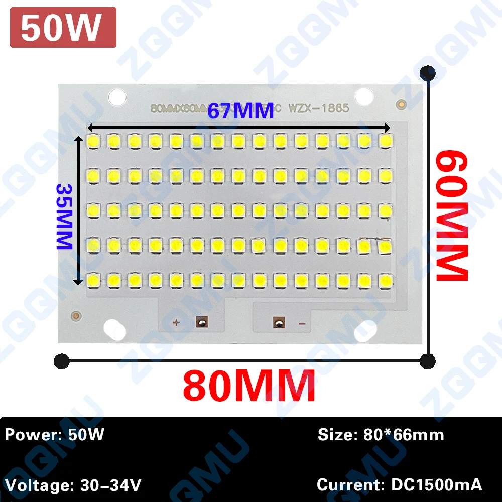 50W 100W 150W 30W 20W 10W LED Chip Lamp Beads High Power LED Floodlight DC30-34V For Indoor Outdoor DIY PCB Kit ZQQMU