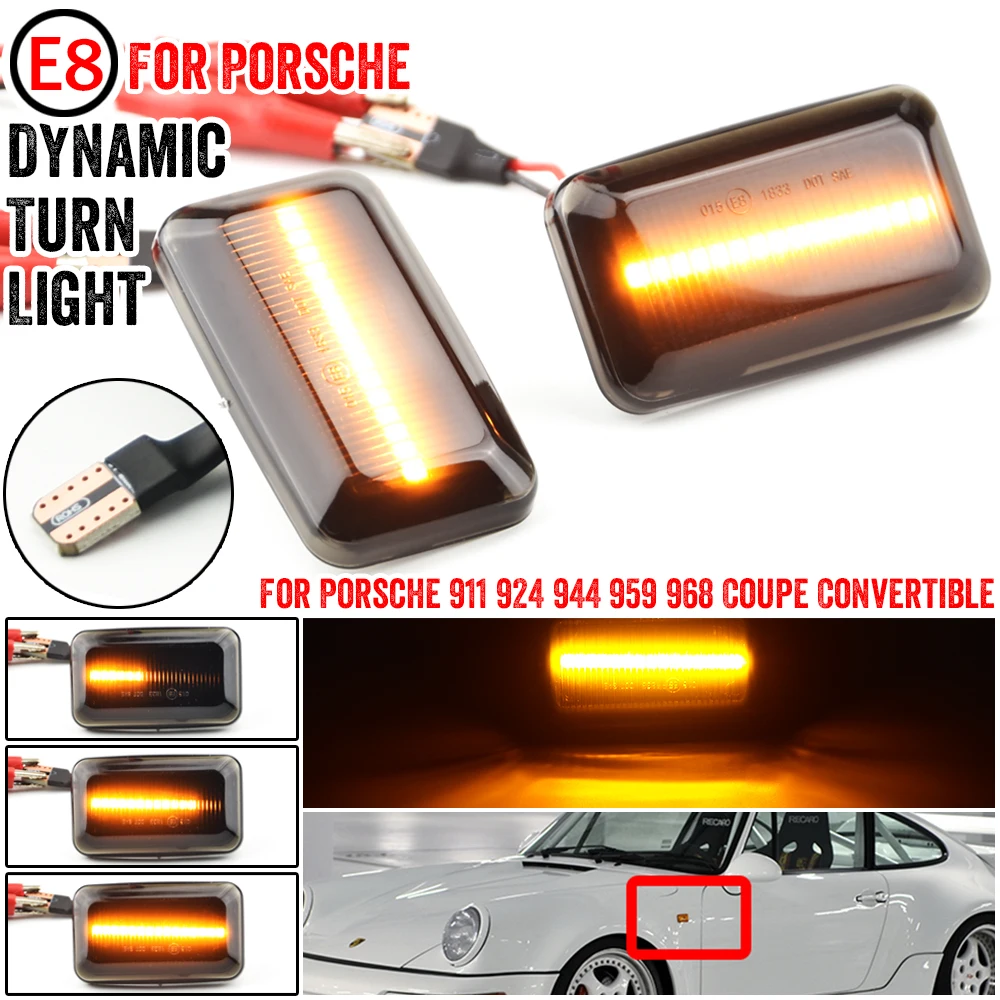 

For Audi A6 S6 C3 C4 200 80 90 Porsche 911 Cabriolet Coupe V8 Dynamic Flowing LED Side Marker Lamp Turn Signal Light Indicator