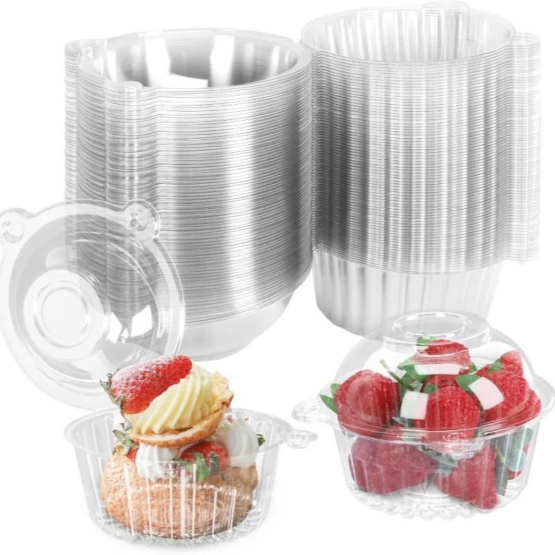 50/100 Buah Kotak Kue Kepala Kucing Kotak Kue Plastik Sekali Pakai Kotak Kue Berpenutup Plastik Sekali Pakai Wadah Sekali Pakai untuk Halloween Piknik Cheesecake Sandwich