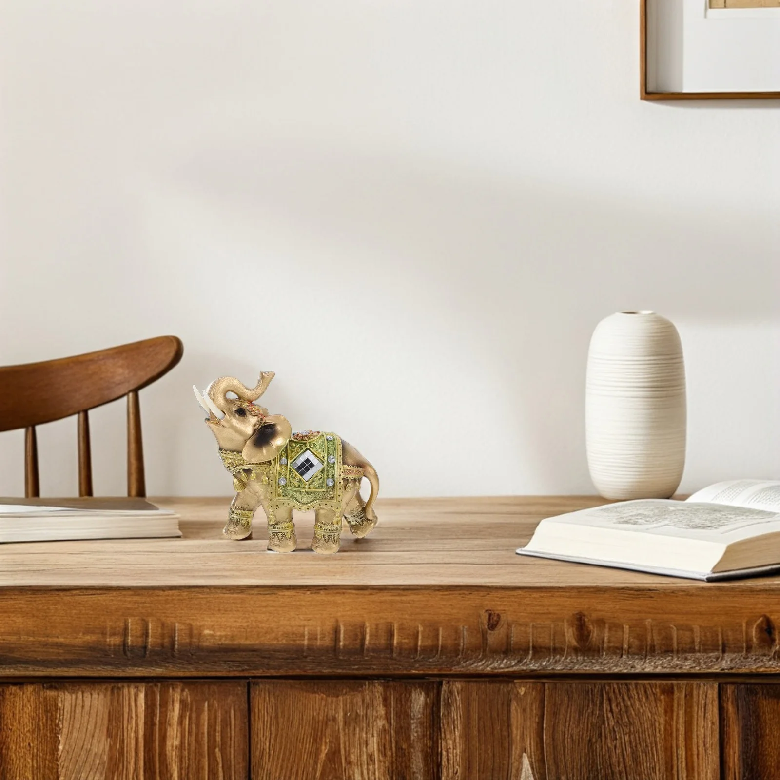 

Small Resin Statue Lucky Feng Shui Resin Elelphant Wealth Symbol Home Decor Shelf Desk Ornament Animal