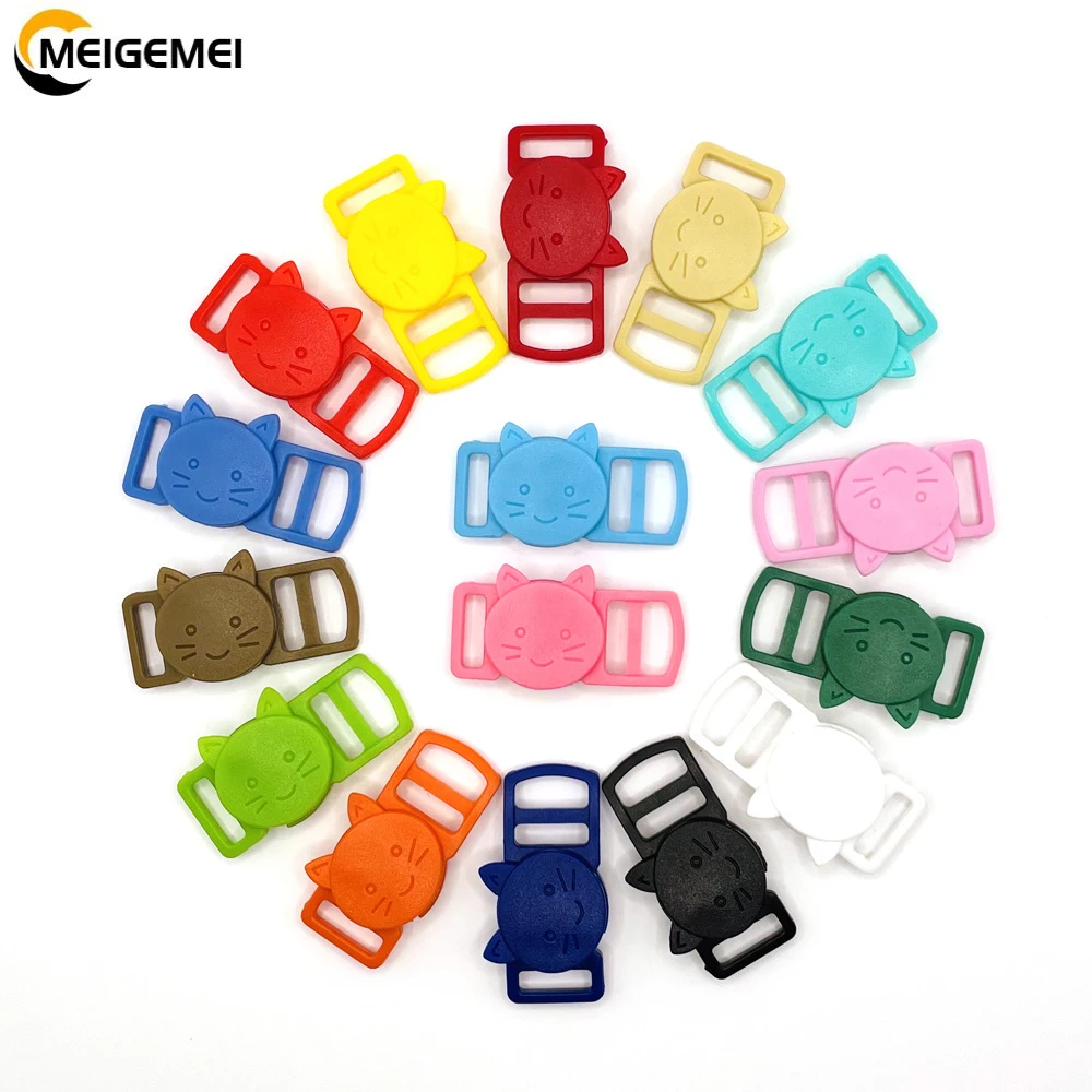 16 teile/paket 3/8 "gemischte Farbe Cat-Head Kunststoff Sicherheits-Abreiß schnallen für Katzen kragen Paracord Gurtband BH Kleidungs stück Zubehör
