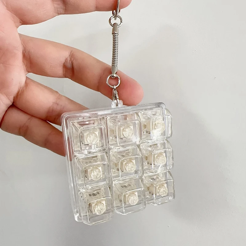 9 Keys Keyboard Keycaps Keychain Fidget Toy Anti-Anxiety Point Keycaps Party Stress Relief DIY Keycaps Toy Keyboard Caps