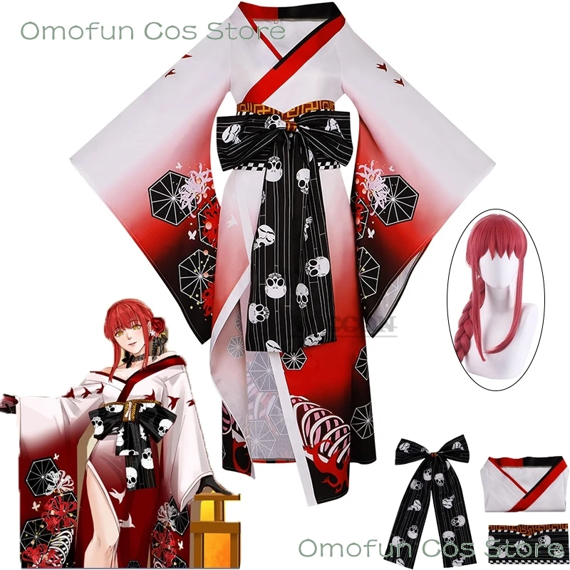 Anime Makima Cosplay Costume Hyakkiyakou‘s Shutendoji Japanese Kimono Bathrobe Wig Woman Sexy Halloween Suit Makima