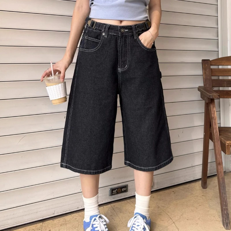 

deeptown vintage baggy jorts jeans women y2k casual streetwear straight shorts denim pants men Korean fashion basic trousers