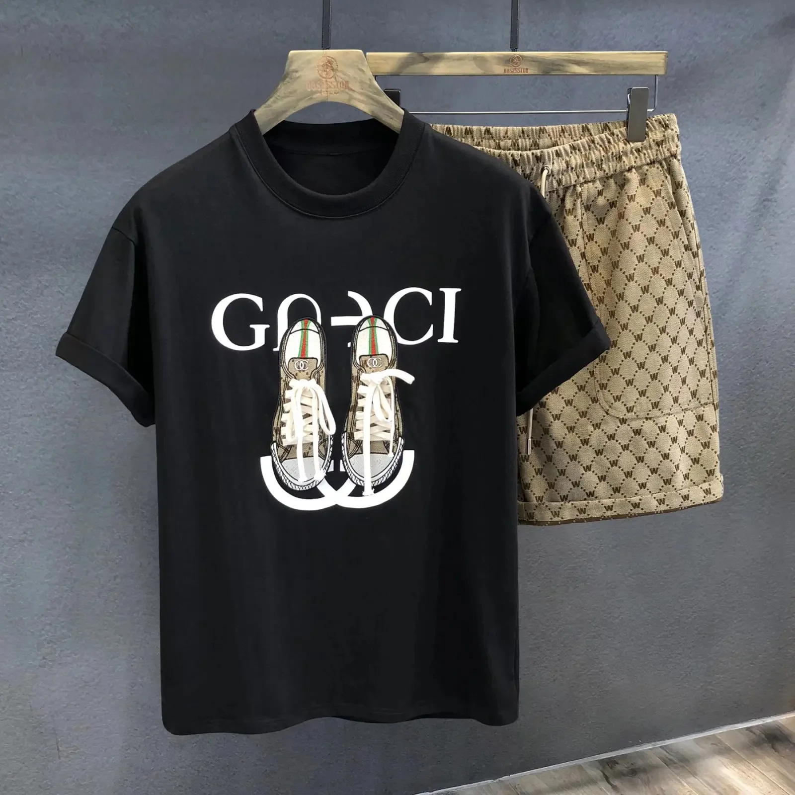 

Plus Size 3D Lion Print Men's Cool T-shirt Shorts Set For Sports fitness Summer Street Style Oversized Graphic 2Pcs Men Clothing