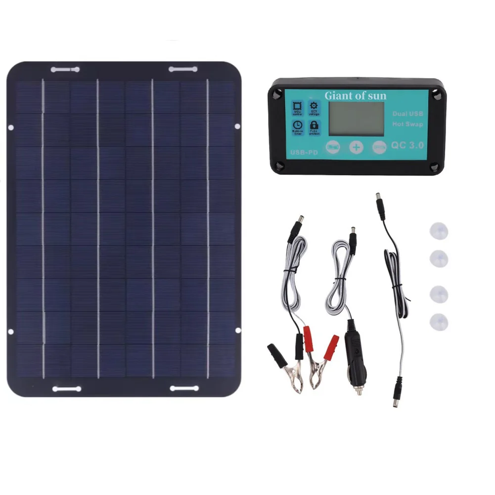 40W 18V Solar Car Battery Charging Kit With Solar Charge Controller Solar Panel Charger For Car RV Boat Motorcycle Yachts