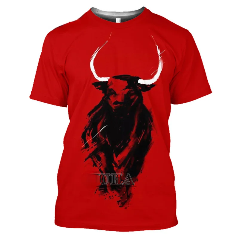 

3D Spanish Bull Cattle Printing T Shirt Spain Bullfighting Graphic T-Shirts for Men Womens Clothing San Fermín Tops Short Sleeve