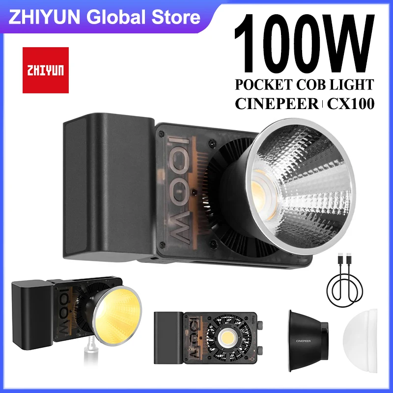 ZHIYUN CINEPEER CX100 100W Bi Color COB Light Handheld Pocket Video Lamp Photography Lighting for Youtube Live Streaming