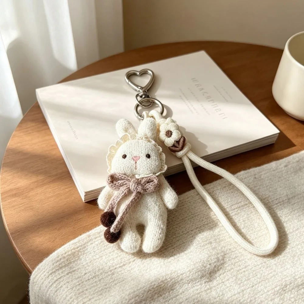 Handmade Bunny Fabric Doll Keychain Hanging Strap Soft Texture Rabbit Bag Charm Fine Stitching Fabric Doll Bag Pendant