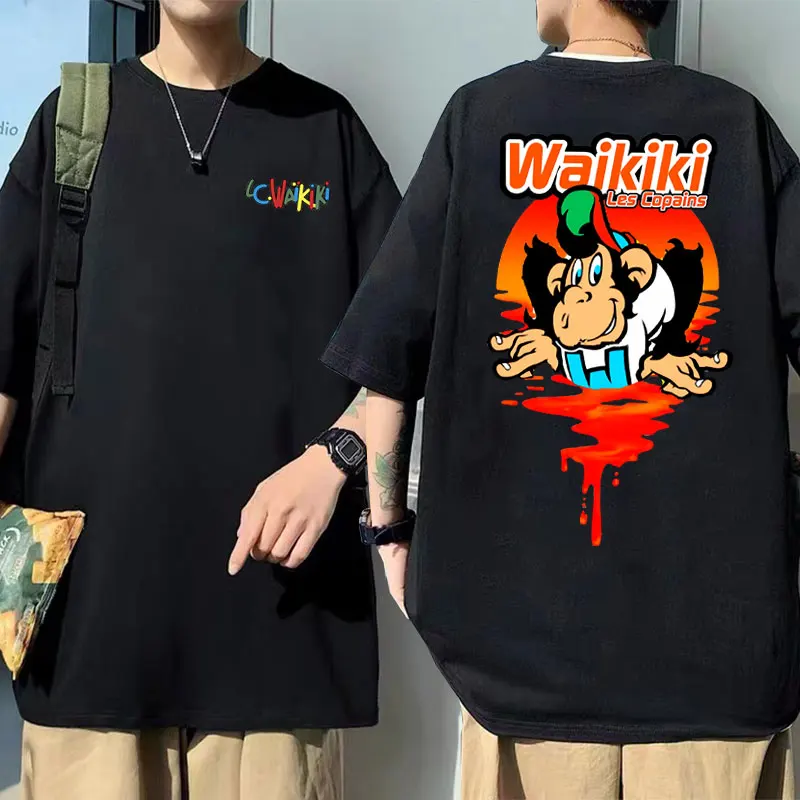 

Funny Lc Waikiki Monkey Print T-shirt Men's Casual Cotton O-collar Tshirt Male Cartoon Oversized Streetwear Men's Hip Hop Tees