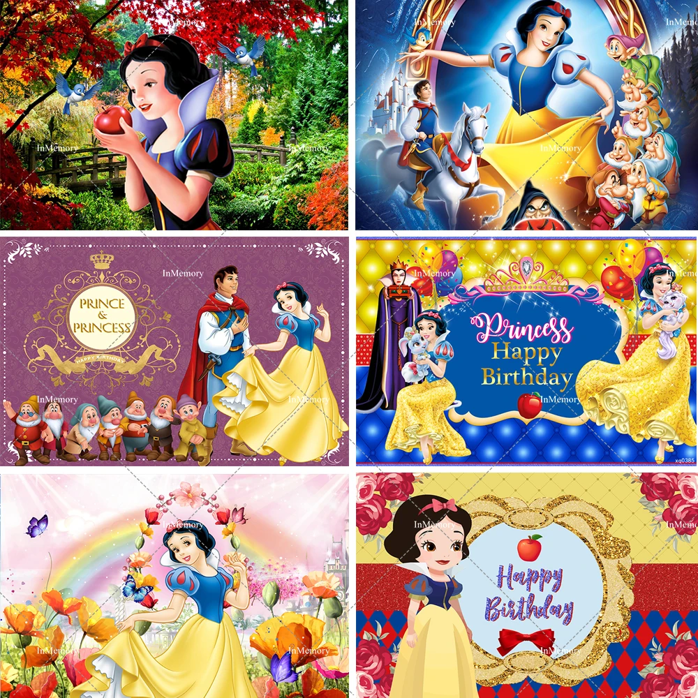 

Fairy Tale Princess Snow White And The Seven Dwarfs Background Birthday Party Decor Banner Photography Backdrop Photo Studio