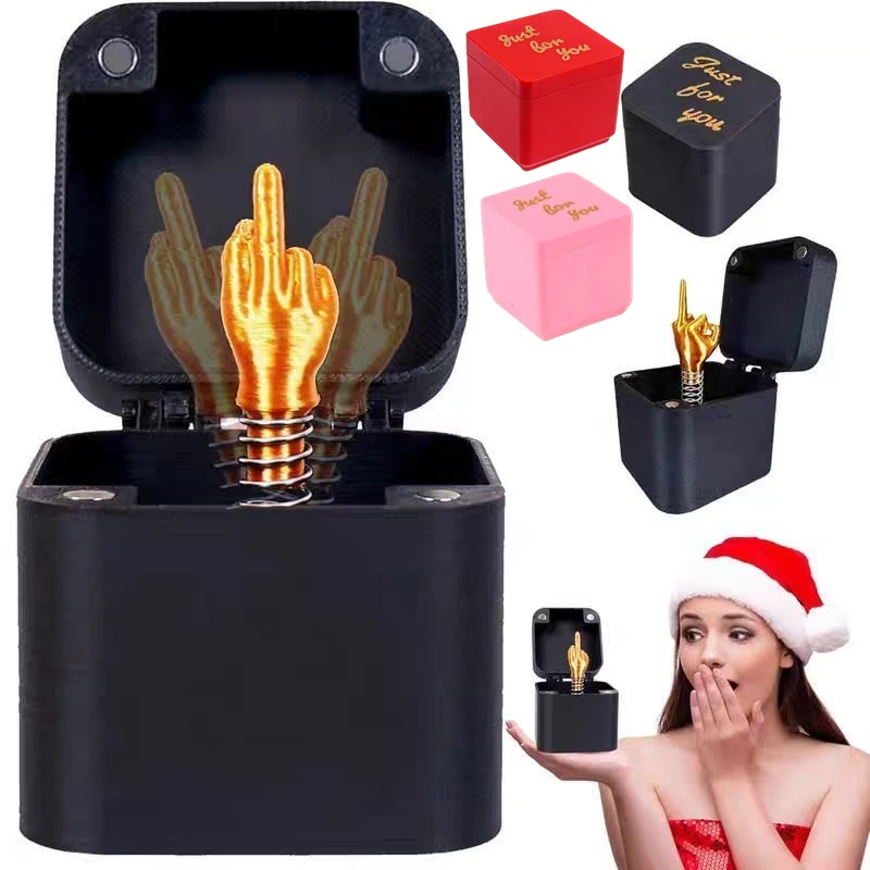 Interesting Prank Gift Jumping Middle Finger in Box Funny Trick Toy Scare Surprise Boxs for Party And Festival And Decoration