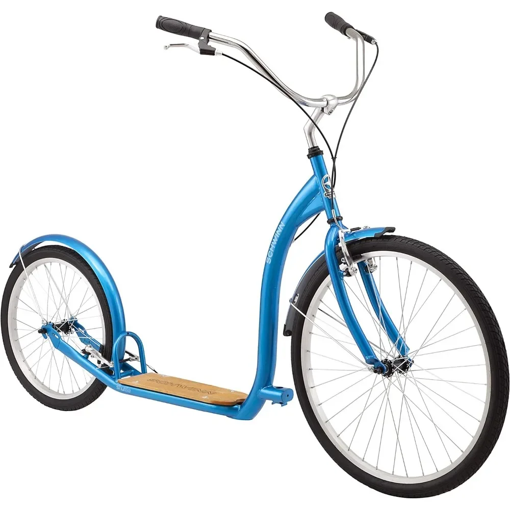 Shuffle Mens and Womens Kick Scooter, Big 26-Inch Air Filled Front Wheel, 20-Inch Rear Wheel, Beach Cruiser Styled Handlebars