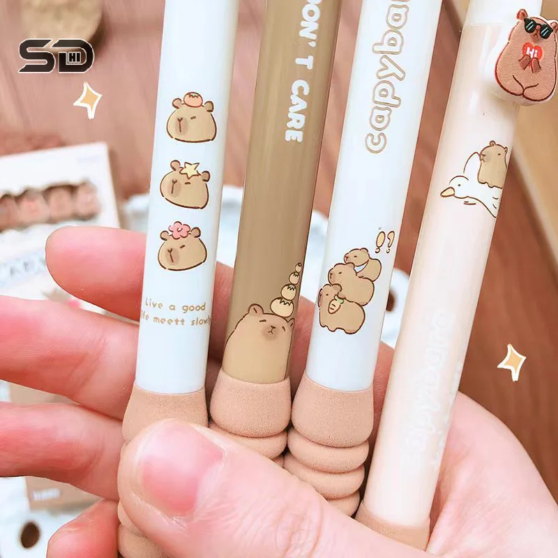 Stylo gel effaçable Kawaii Cartoon Capybara Blue Ink, fournitures scolaires et de bureau, cadeau de papeterie pour étudiants, stylos mignons, esthétique azole, 1PC