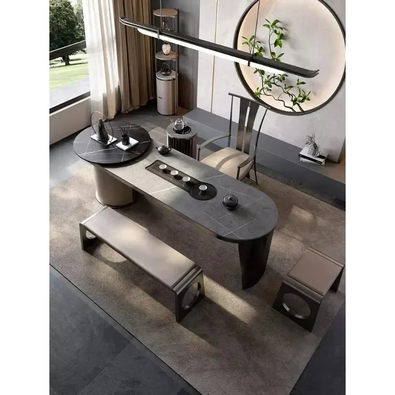 ZZ-7  Light Luxury Soft Tea Stool Stainless Steel Bedside Foot Pedal Living Room Creative Tea Table And Chair Combination