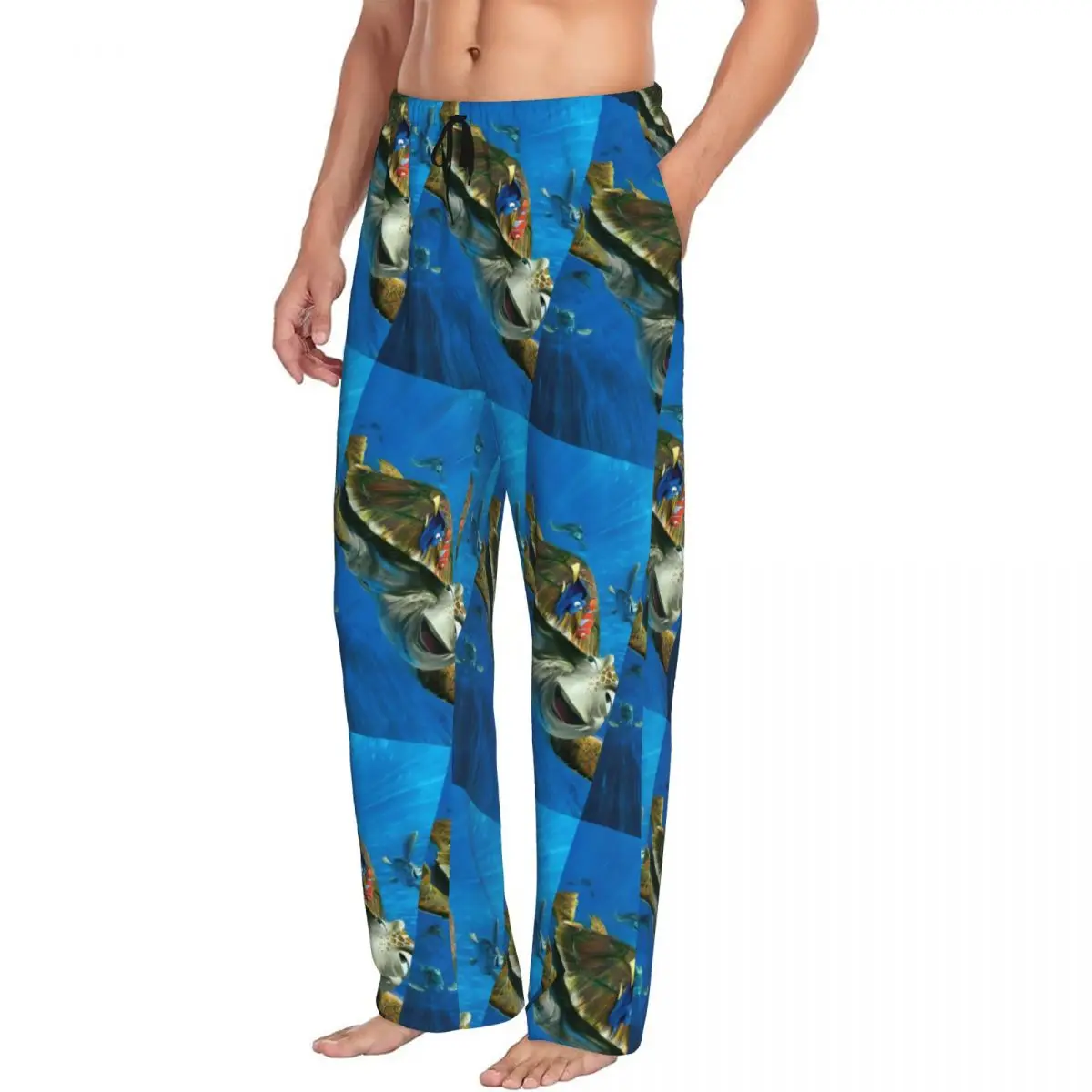 Custom Men's Finding Nemo Pajama Pants Printed Adventure Cartoons Sleep Sleepwear Bottoms with Pockets