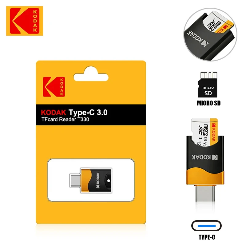 KODAK T330 Type-C Micro SD Card Reader High Speed Memory Card Adapter TF OTG for Phone Tablet PC