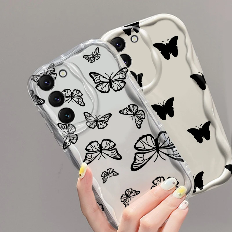 

Butterfly Luxury Design Art For Samsung S24 S23 S21 S20 Ultra Plus FE A73 A72 A71 A51 A31 A05S A05 A04 5G Wave Oil Funda