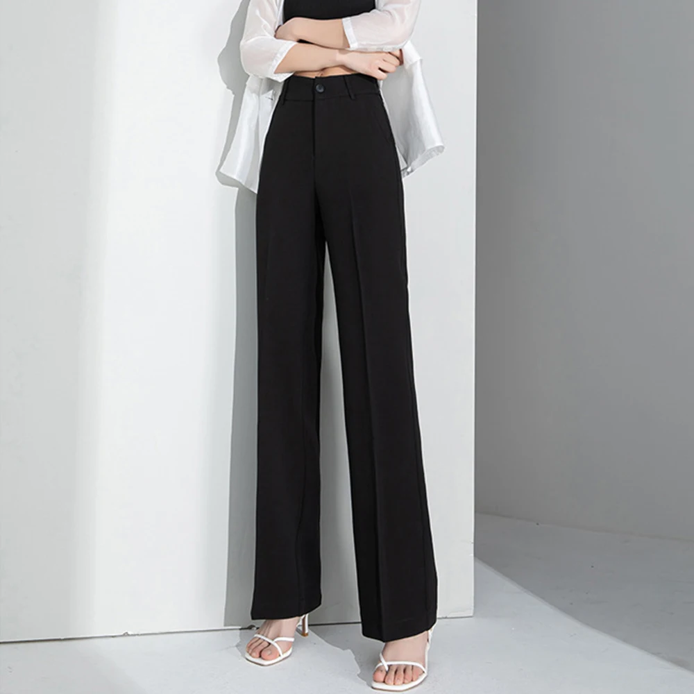 

2024 spring summer new high-waisted straight trousers women lean lean feeling loose and thin temperament professional trousers