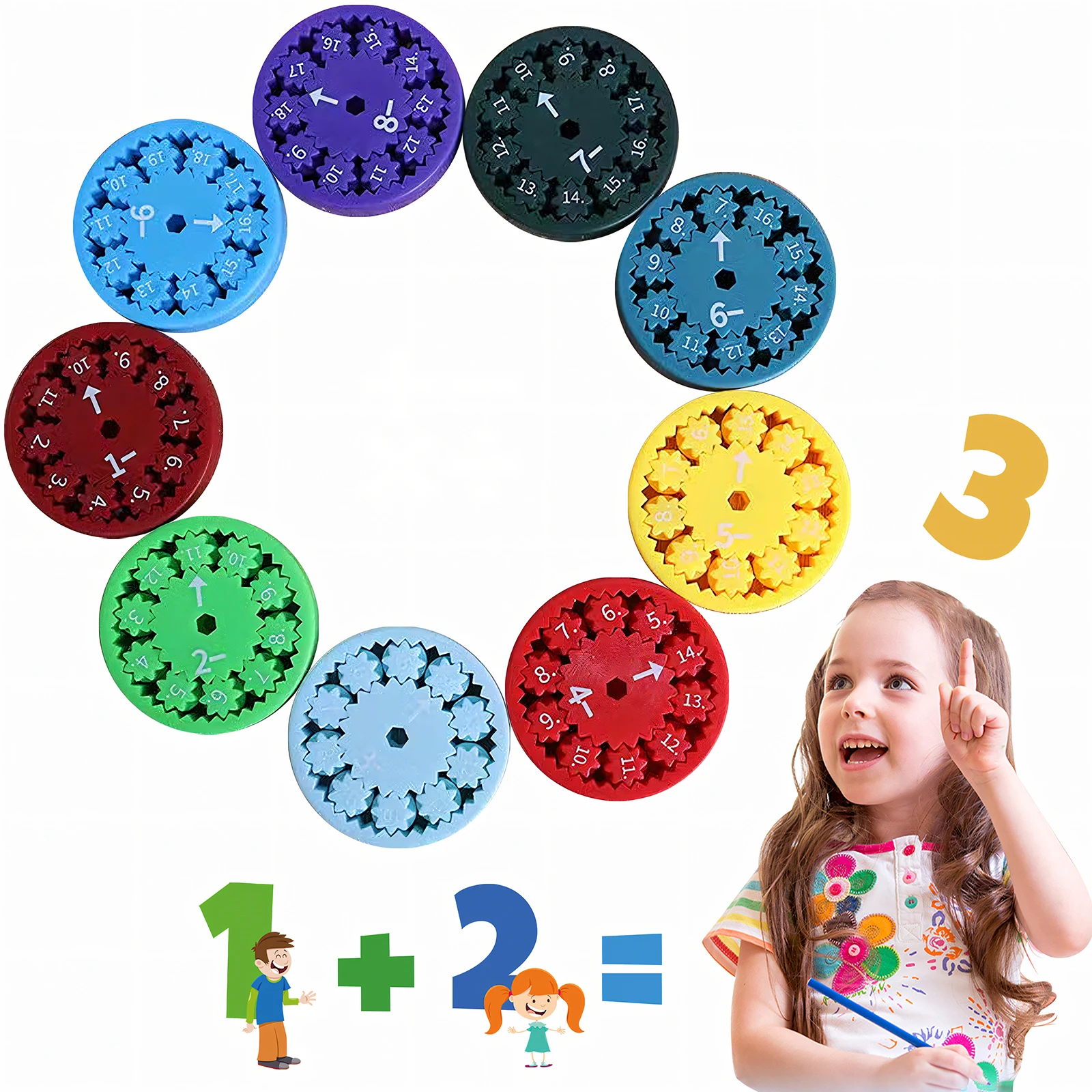 Math Fidget Spinner Set para Multiplicação Interativa e Prática Divisão, Educacional