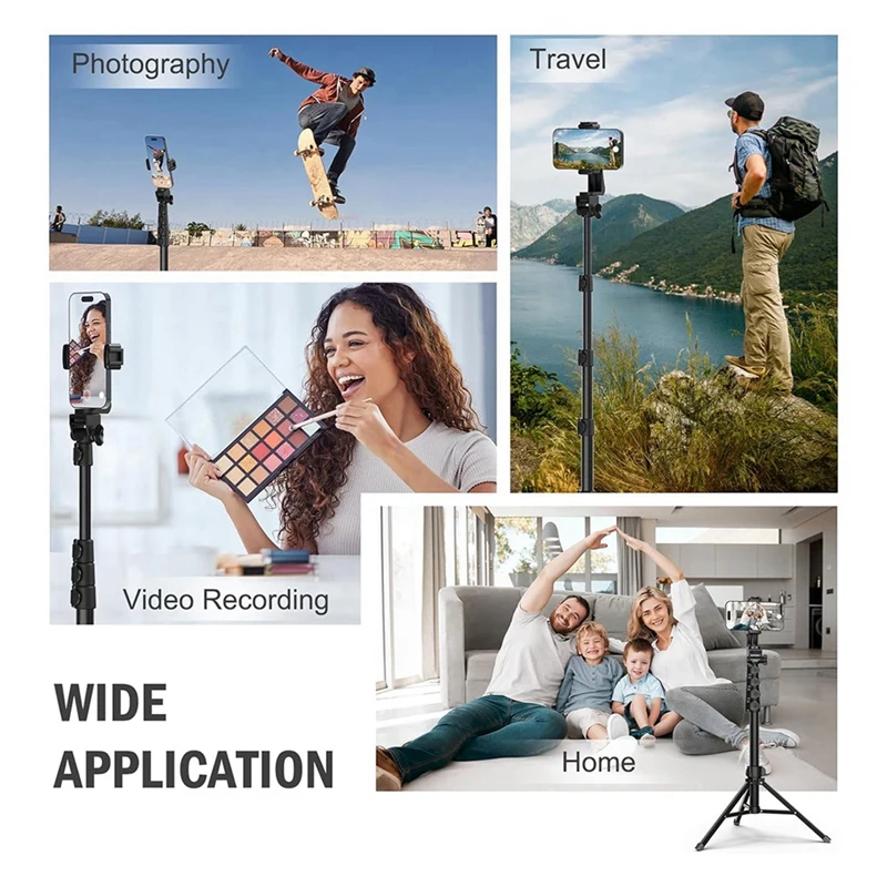 Tripod 64 inci untuk kamera ponsel, Tripod ponsel dengan Remote dan penahan ponsel, Tripod portabel untuk perekaman Video tahan lama