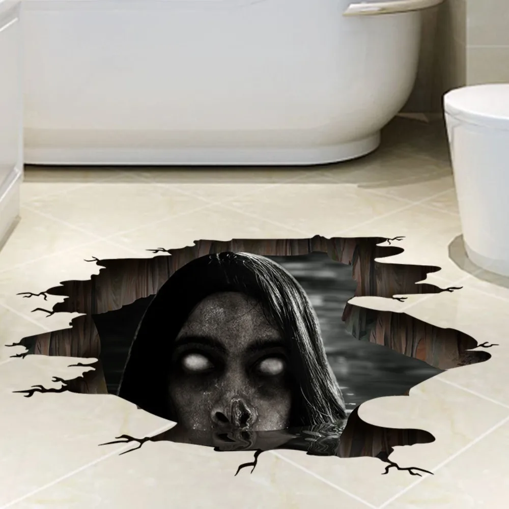 PVC Halloween Ghost Wall Sticker Waterproof Large Size Spooky Floor Sticker Easy To Remove Realistic Door Sticker