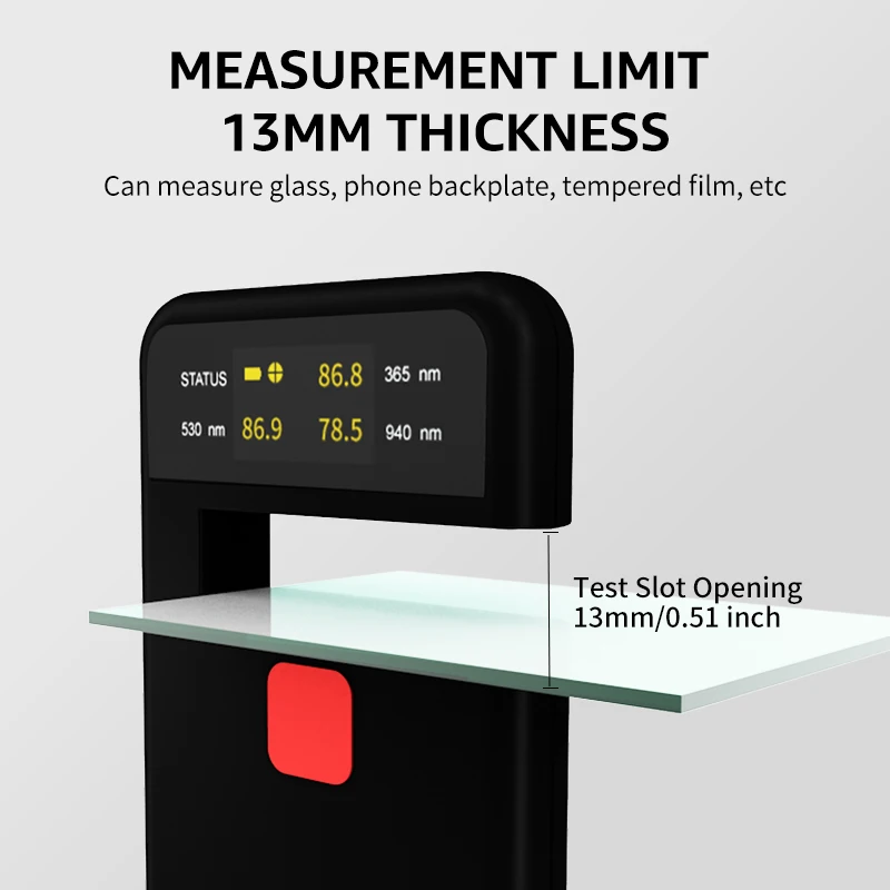 VL/UV/IR Transmittance Tester Portable Solar Film Optical Glasses Tempered Glass Window Tester