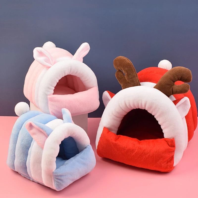 Christmas Pet Nest Plush Warm Hamster House Small Animal Nest Guinea Pig Squirrel Mice Rat Sleepping Bed Cute Warm Nest