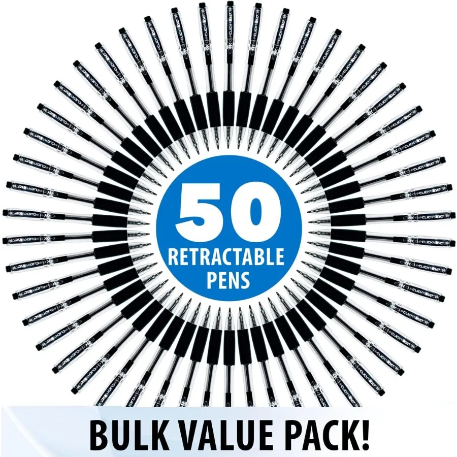 Zestaw długopisów automatycznych ClipClicks, 1.0mm, średnia końcówka, wygodny uchwyt, idealne do szkoły, biura, pisania i dziennika.