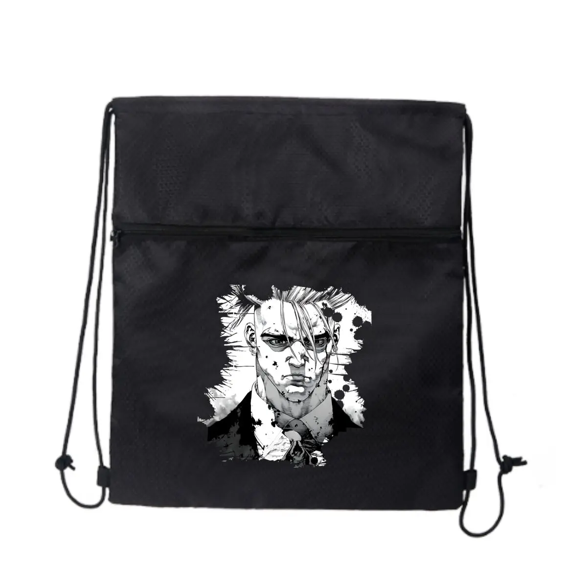 

Монохромная сумка для портрета жереха, универсальная сумка на молнии на шнурке для отдыха, пешего туризма, кемпинга, путешествий, портативного хранения