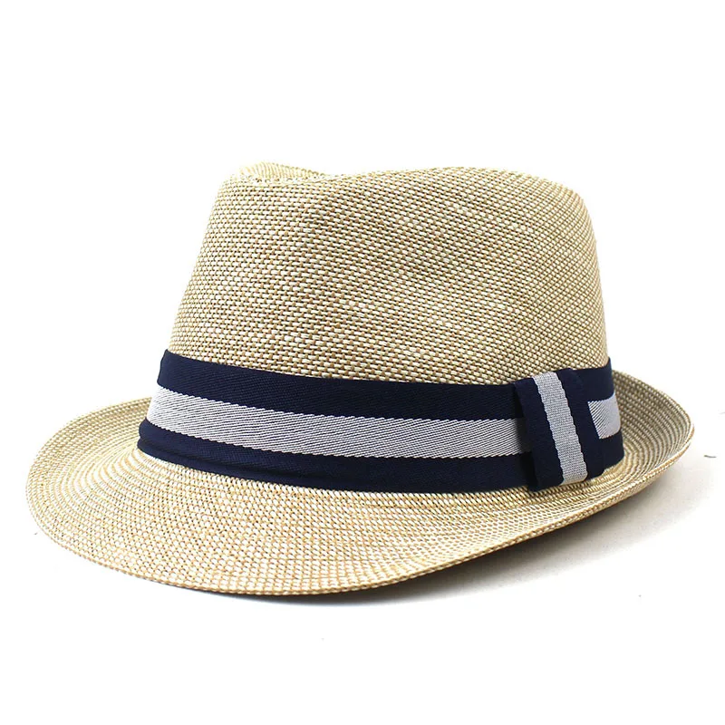 New fashion Straw Hat Encryption Sun Hats Double Color Panama Summer With Stripe Ribbon Jazz hat for women and man