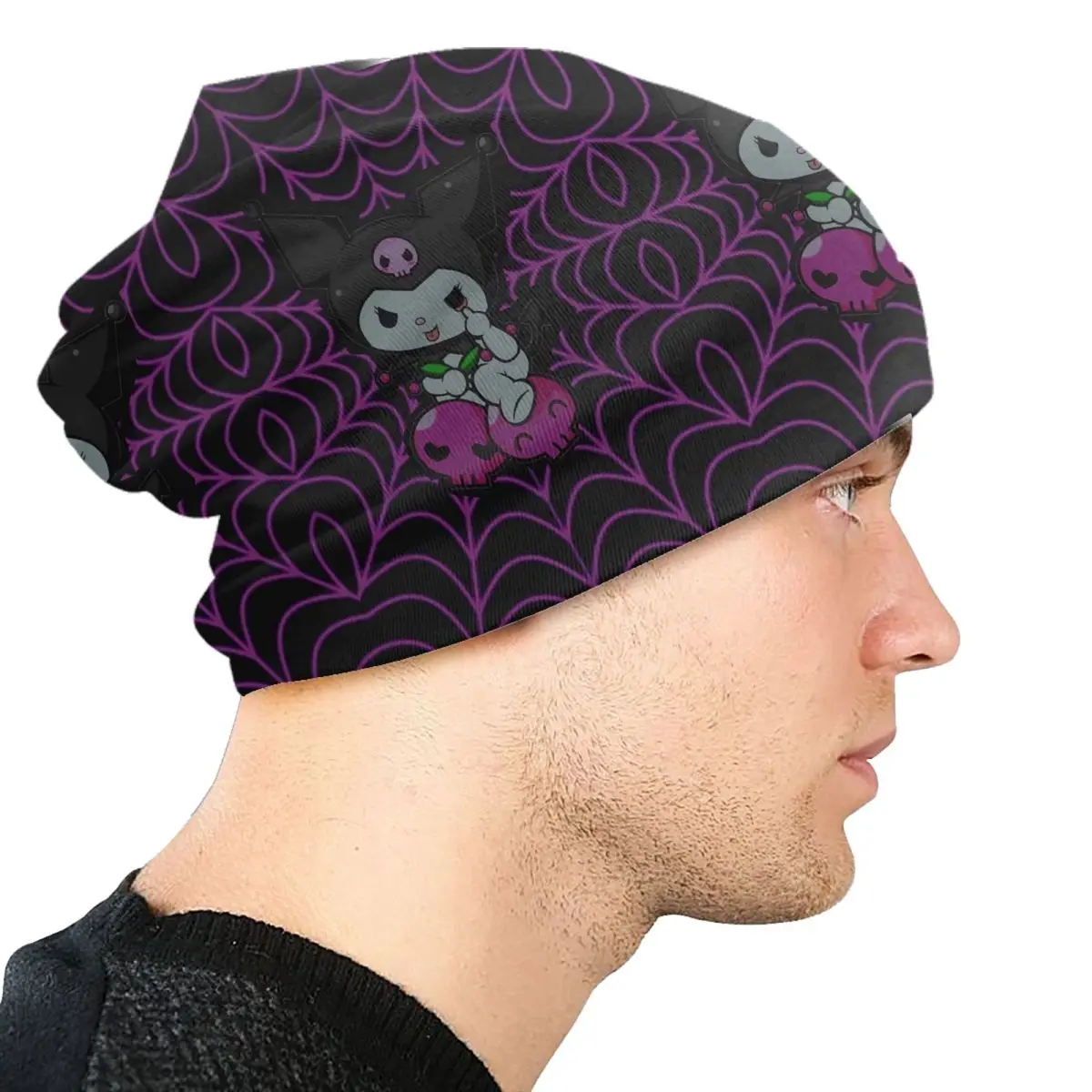 مخصص Kuromi لطيف الكرتون Skullies Beanies قبعات للجنسين شتاء دافئ متماسكة قبعة النساء الرجال الهيب هوب الكبار بونيه القبعات في الهواء الطلق قبعة تزلج