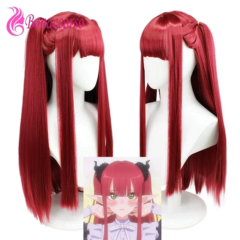 

Cosplay Marin Kitagawa Little Devil Wig Double Ponytail Wine Red Synthetic Long Straight Wig Cute Girl Dressingdoll Anime Wig