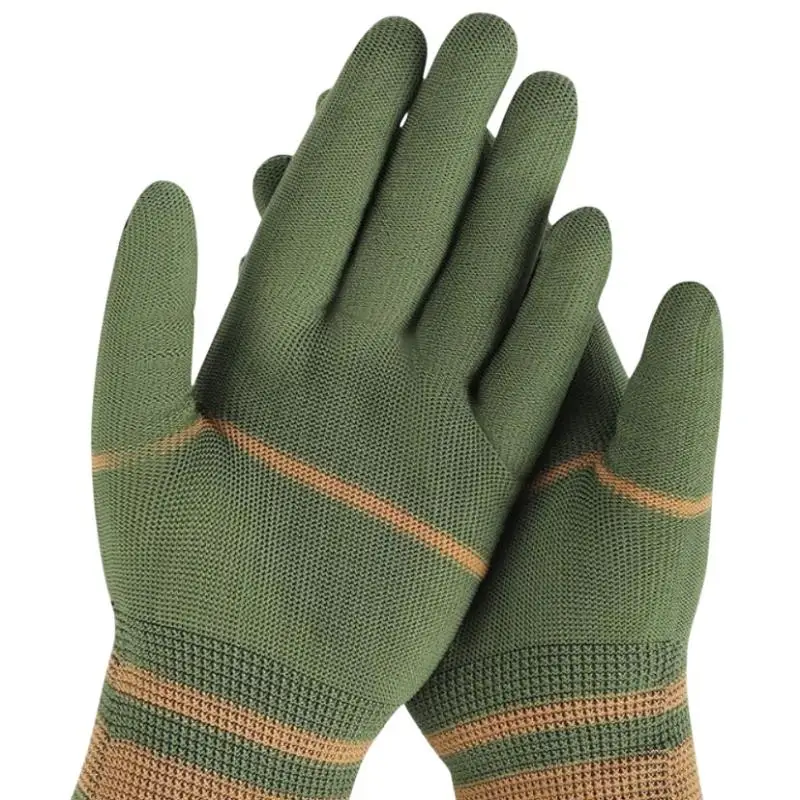 12 Paar Nylon-Arbeitshandschuhe, rutschfest, abriebfest, für Sicherheit und Schutz, geeignet für Männer und Frauen, für den Einsatz im Baugewerbe, in Lagerhallen und in der Industrie. – Detail 6