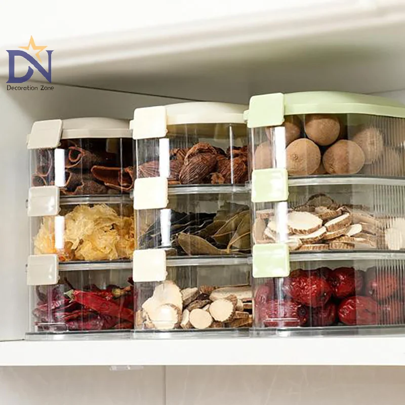 Kitchen Spice Storage Box Onion Ginger Garlic Fresh-keeping Box Multi-layer Food Sealing Moisture-proof Packaging Tank Household