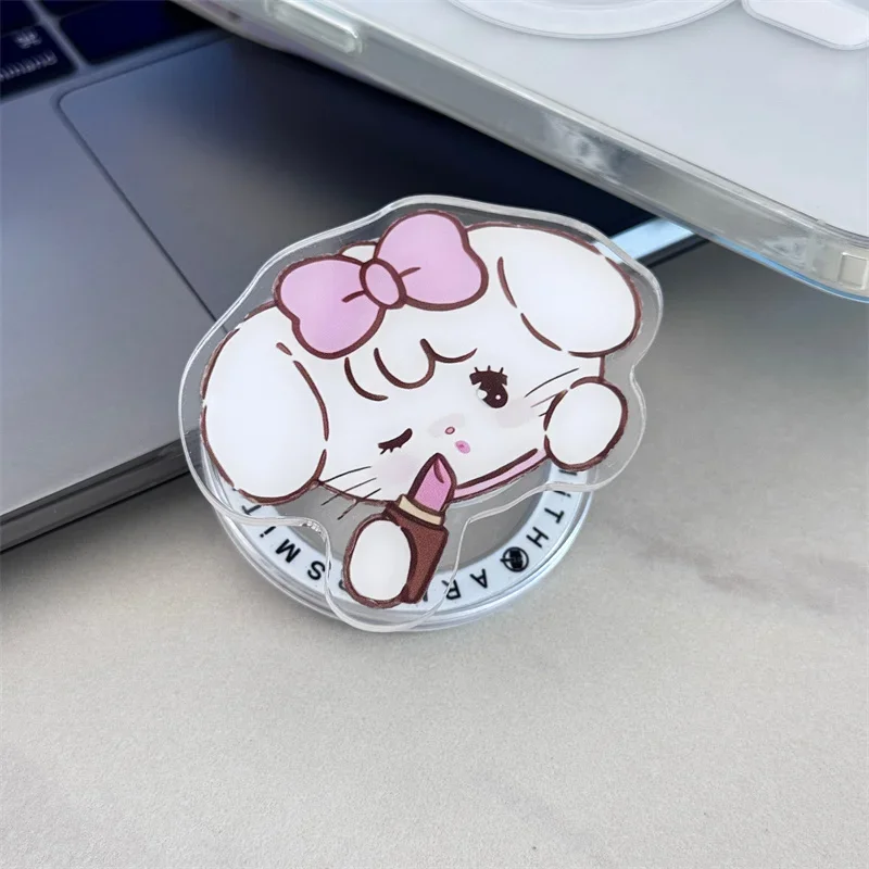 귀여운 만화 토끼 고양이 폰 스탠드 홀더 마그세이프 자석 폰 홀더 아이폰 17 삼성 그립톡 킥스탠드 브래킷