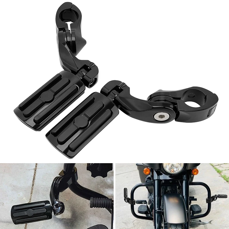 Motorcycle Highway Pegs Crash Bar Clamp Mount Engine Guard Foot Pegs Footrest For Harley Touring Honda Kawasaki Suzuki Yamaha