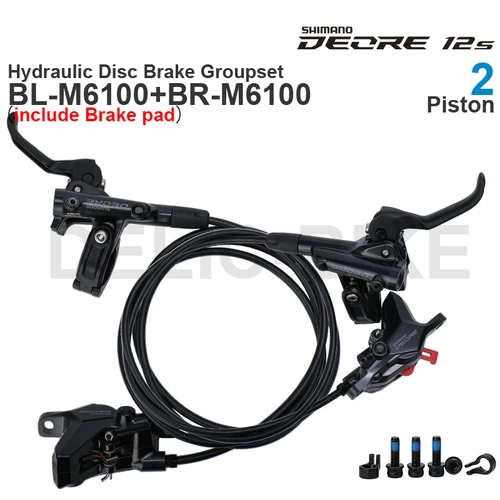 Grupo de freno de disco hidráulico SHIMANO DEORE M6100 con palanca de freno M6100 y pinza de freno BR-M6100 ensamblada JK