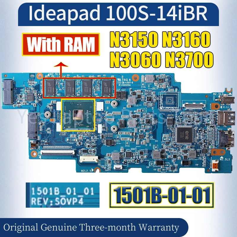 

1501B-01-01 For LENOVO Ideapad 100S-14iBR Laptop Mainboard N3150 N3160 N3060 N3700With RAM Notebook Motherboard 100％ Tested