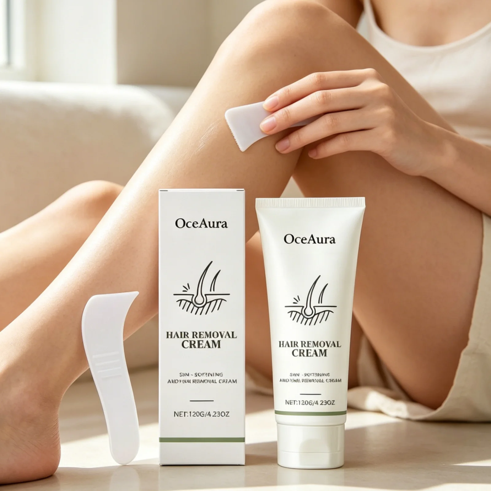 

OceAura Hair Removal Cream for Underarm Legs Arms Smoothing Long Lasting Moisturizing Gentle Formula Painless Depilatory Cream
